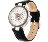 Red Diamond Scattered Design Leather Strap Watch